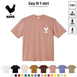 ニワトリ  名入れイージーフィットTシャツ ビッグシルエット ワイドTシャツ ゆったりめ ラージ 韓国風 アメカジ トレンド レイヤード だぼだぼ   チキン 鶏 B系 ストリート系