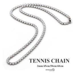 ステンレス 3mm テニスチェーンネックレス ブリンブリン tennis chain シンプルネックレス メンズ ジルコニア キラキラ チェーン 45cm 50cm 60cm 男性