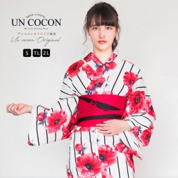 浴衣　大人浴衣　単品　浴衣単品　ゆかた　女性　大人　大きいサイズ　小さいサイズ　Ｓサイズ　ＴＬ　ＷＬ　ぽっちゃり　ワイド　トールサイズ　ホワイト　縞