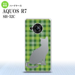 SH-52C AQUOS R7 スマホケース 背面ケース ハードケース 猫 チェック B 緑 2022年 7月発売 nk-r7-958