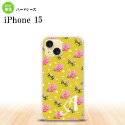 iPhone15 iPhone15 スマホケース 背面ケース ハードケース 花柄 バラ ドット 黄 +アルファベット 2023年 9月発売 nk-i15-242i
