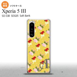 SO-53B SOG05 Xperia5 ケース ソフトケース 花柄 バラ リボン 黄 +アルファベット オススメ 人気 おしゃれ スマート シンプル nk-xp53-tp263i