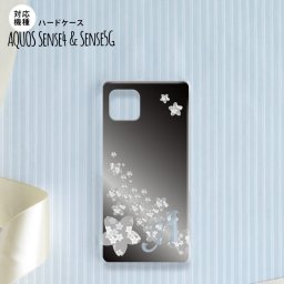 Aquos sense4 SH-41A ケース ハードケース スマホケース 花柄 サクラ D 黒 +アルファベット nk-sens4-185i