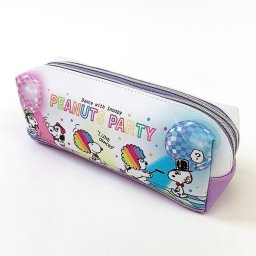 SNOOPY スヌーピー Wファスナーペンポーチ パーティーレインボーSN ペンポーチ ペンケース 筆箱  紫 グッズ  (MCOR)