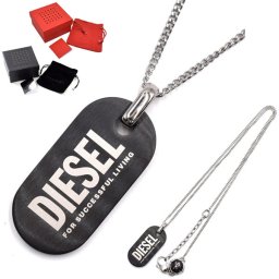 ディーゼル ネックレス DIESEL DX1349040 ドッグタグ ペンダント アクセサリー メンズ レディース シルバー ブラック