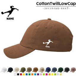 女子サッカー1/名入れコットンツイルローキャップ 定番 帽子 キャップ UVカット 熱中症対策 UV対策 日よけ ランニング アウトドア ジョギング 屋外 かわいい おしゃれ