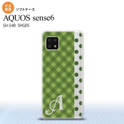 SH-54B SHG05 AQUOS sense6 スマホケース ソフトケース チェック ドット 緑 +アルファベット メンズ レディース nk-sens6-tp1524i