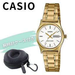 カシオ 腕時計 レディース ゴールド アナログ シンプル きれいめ 日付 曜日 小ぶり CASIO 海外モデル おしゃれ ビジネス 軽量 プレゼント 女性 収納ケース付き ギフト 成人 卒業 入学