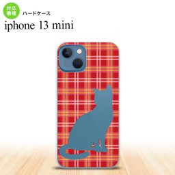 iPhone13mini iPhone13 mini ケース ハードケース 猫 チェック B 赤  nk-i13m-952