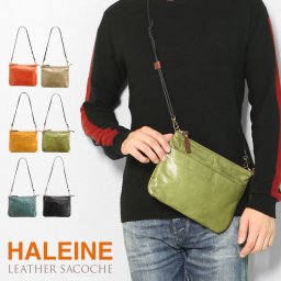 HALEINE ブランド サコッシュ メンズ 日本製 本革 革 斜め掛け 小さめ ポシェット ミニショルダー ショルダーバッグ 全6色 牛革 誕生日 プレゼント ギフト  バレンタイン (07000294-mens-1r) クリスマス バレンタイン 父の日 祖母 ショルダーバッグ 祖父 定年退職 バレンタイン 成人祝い