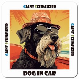 海 麦わら帽子 サングラス 夏 Giant Schnauzer ジャイアントシュナウザー カーサイン 車 マグネットステッカー 犬 マグネット 強力 13x13cm 正方形 ドラレコステッカー 安全対策 危険運転 煽り運転 アニマル 動物 屋外 防水 屋内