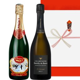  高級 シャンパン 2本 ギフト フランス 「マキシム・ド・パリ」 「デミリー・ド・ベーレ」 白 泡 辛口 750ml 贈答 贈りもの プレゼント お酒 ワイン お祝い お返し 内祝い 誕生日 結婚祝い 就任祝い 周年 開業祝い 会社 法人 のし 包装 メッセージカード 送料無料