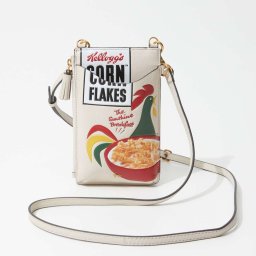 アニヤ ハインドマーチ  ANYA HINDMARCH 5050925 179737 ショルダーバッグ コーンフレーク コラボモデル Anya Brands Zip Phone Pouch on Strap Cornflakes in Shiny Capra レディース スマホショルダー フォーンポーチ ミニバッグ フォンケース ホルダー レザー