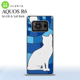 SH-51B AQUOS R6 AQUOS R6 背面ケース カバー ステンドグラス風 おしゃれ 猫 ブルー ステンドグラス風 かわいい おしゃれ 背面ケース nk-r6-sg38