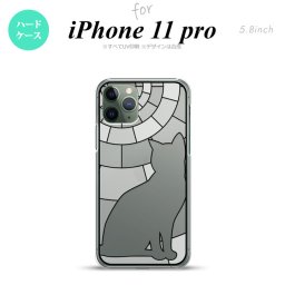 iPhone11pro 背面ケース カバー ステンドグラス風 猫 ホワイト ステンドグラス風 nk-i11p-sg52