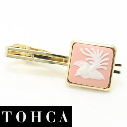 取寄品 陶華 TOHCA ゴールド スクウェア 鳳凰カメオ ピンクのタイピン ネクタイピン タイバー タイ留め ネクタイピン タイピン オシャレ ゴールド ユニーク おもしろ 面白 面白い スーツアクセサリー専門店 誕生日 プレゼント プチギフト おしゃれ カフスマニア