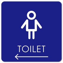 トイレ 御手洗 TOILET トイレマーク I2男 左 矢印 ピクトサイン マグネットステッカー マグネット 強力 正方形 13x13cm サイン インテリア 施設 案内