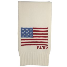 ラルフローレン Ralph Lauren ポロラルフローレン Polo Ralph Lauren マフラー PC0635 107  THE STARS AND STRIPES 星条旗 ウール マフラー メンズ レディース クリーム系ホワイト