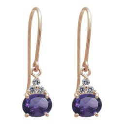 オーバル シンプル ピアス アメジストピアス 10金 一粒