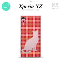 【SO01J】【スマホケース/スマホカバー】【エクスペリア XZ 】SO01J スマホケース XPERIA XZ SO-01J カバー エクスペリア XZ  猫 チェック赤B nk-so01j-952【メール便送料無料】