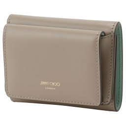 ジミーチュウ JIMMY CHOO 財布 三つ折り財布 折りたたみ財布 小銭入れ付き ネモ 内外バイカラー bwjm00236l NEMO AYO TAUPE SMOKE GREEN LIGHT GOLD レディース トープ+スモークグリーン