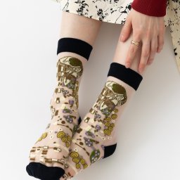 Jubilee Socks シースルーソックス ネコ柄 アートデザイン 01.接吻