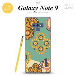 Galaxy Note 9 ギャラクシー ノート9 SC-01L SCV40 スマホケース カバー ソフトケース エスニック花柄 緑×ベージュ イニシャル 対応 nk-note9-tp1581i[スマホ,スマホケース,スマホカバー,ケース,カバー,ジャケット]