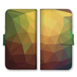 ＼全機種対応／ スマホケース 手帳型 スマホカバー 手帳タイプ スマートフォン ケース カバー モザイク調 抽象的 立体的 イエロー かわいい おしゃれ かっこいい カードホルダー付き カード収納 合皮 合成レザー