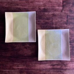 おやつプレート大ライムペア 和食器 角皿 大皿 おしゃれ モダン 24m 軽い 可愛い 四角 お皿 皿 カラフル 食器 陶器 器 カフェ パーティー ギフト プレゼント 引越し祝い 結婚祝い お祝い 丹波篠山 日本製  食器・プレート