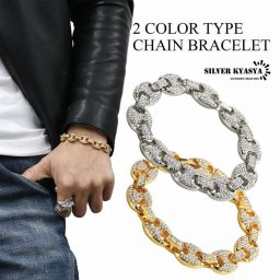 パヴェ CZ アンカー チェーン ブレスレット gold silver ゴールド シルバー 金色 銀色 キラキラ ジルコニア 宝石 人工ダイヤモンド B系 HIP HOP ブリンブリン