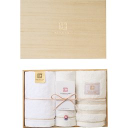 今治謹製 白織×至福×ご褒美タオル フェイスタオル3枚セット(木箱入) ホワイト ／タオル 日用品・ヘルスケア 結婚祝い プレゼント ギフト 結婚内祝い 出産祝い 出産内祝い 送料無料 2026 送料無料 ギフト プレゼント プチギフト 内祝い 快気祝い 出産祝い 結婚祝い 引出物 新築祝い お返し