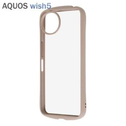 AQUOSwish5 ケース クリア ベージュ TPU ソフト フレーム 透明 耐衝撃 シンプル 無地 スマホ カバー ハイブリッド AQUOS wish5 SH-52F アクオス ウィッシュ  Pufful RT-AQL3CMD1-BE