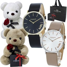 くまさんラッピング コーチ ペアウォッチ COACHショッパー付き ペア 腕時計 手表 ペアギフト おすすめ コーチ腕時計 手表 カップル 夫婦 彼氏 彼女 大人 ペア 喜ばれる ギフト サプライズ プレゼント 誕生日 記念日 成人 卒業 入学