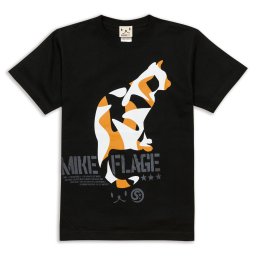 猫 ねこ おもしろ かわいい Tシャツ MIKE-FLAGE ( ブラック ) | ネコ 猫柄 猫雑貨 | メンズ レディース 半袖 | おしゃれ ペアルック プレゼント | 大きいサイズ 【メール便】 SCOPY / スコーピー
