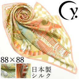 フレンチロマネスク ケベック .Y ドットワイ シルクツイルスカーフ 横浜スカーフ 日本製
