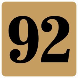 番号シール ナンバー シール 27x27cm ライトブラウン 数字 92 案内板 野球 スポーツ 道具 イベント会場 会議室 部屋番号 店舗 レストラン 飲食店 ショップ ストア 席番号 テーブル