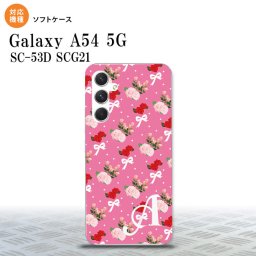 Galaxy A54 5G Galaxy A54 5G スマホケース 背面ケースソフトケース 花柄 バラ リボン ピンク ビビット +アルファベット 2023年 5月発売 nk-a54-tp262i