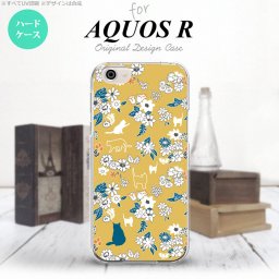 【SH03J】【スマホケース/スマホカバー】【アクオス R】SH03J スマホケース AQUOS R SH-03J カバー アクオス R 猫と花 黄 nk-sh03j-1721【メール便送料無料】