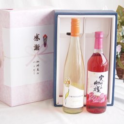 感謝の贈り物ボックス 華やかな香りカリフォルニアワインと国産ワインセット(実りの収穫 ロゼワイン やや甘口(山梨県)720mlアイアンストン オブセッション シンフォニー(アメリカ)750ml