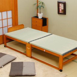中居木工 畳ベッド ハイタイプ S BR ベッド 折りたたみ 寝具 シングル 日本製 天然い草 折り畳み ハイベッド キャスター付き 国産 たたみベッド 【北海道・沖縄・離島 お届け不可】