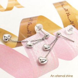 ピアス ロング ハート k18ホワイトゴールド スタッドピアス レディース ジュエリー アクセサリー プレゼント ギフト 人気 おすすめ 送料無料