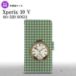 Xperia10V Xperia10V 手帳型スマホケース カバー 時計 チェック 緑 2023年 7月発売 nk-004s-xp105-dr1223