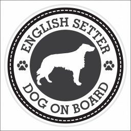 セーフティサイン ステッカー Dog on board ENGLISH SETTER イングリッシュ・セター ブラック 直径13cm あおり運転 対策 カーステッカー 煽り運転対策 自動車用 屋外 屋内 防水 かわいい おしゃれ 安全対策 カーサイン 肉球マーク
