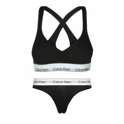 カルバンクライン Calvin Klein(CK) ブラジャー Tバック ショーツ セット スポーツ ジム 筋トレ 運動 無地 下着 QF1654+F3786 001 レディース ブラック