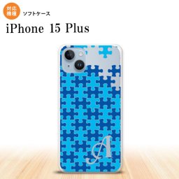 iPhone15 plus iPhone15 plus スマホケース 背面ケースソフトケース パズル 青 +アルファベット 2023年 9月発売 nk-i15pl-tp1205i