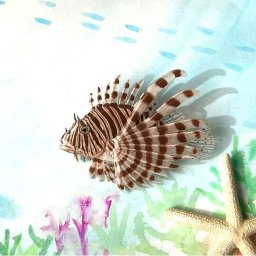 「ミノカサゴ ブローチ 」　ミノカサゴ ブローチ マグネット 海の生き物 アクセサリー　レディース　可愛い　カラフル　日本製　ナチュラル　プチギフト　ギフト