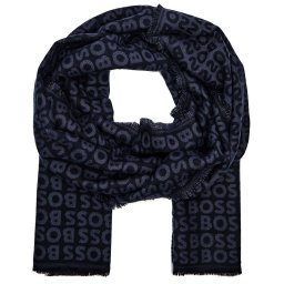 ヒューゴボス　HUGO BOSS　ストール　50518661　404　ネイビー　ブルー　NAVY　ロゴ モノグラム　Tadic　タディッチ スカーフ　マフラー　ボス