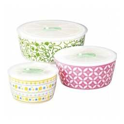 レトロ和紋 高気密レンジパック3点セット キッチン用品 食器 カトラリー グラス食器 和陶器【送料無料】