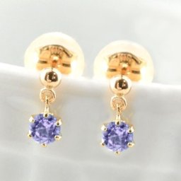 レディース ピアス アメジスト 18金 ピンクゴールドk18 スタッドピアス ブラ 揺れる 18k 一粒 プチピアス 2月の誕生石 3mm 納期1週間 クリスマス