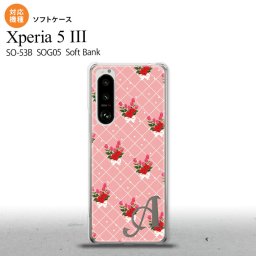 SO-53B SOG05 Xperia5 ケース ソフトケース 花柄 バラ 編み ピンク +アルファベット オススメ 人気 おしゃれ スマート シンプル nk-xp53-tp266i